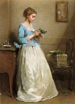 Angèle Dubos, Jeune femme avec peroquet