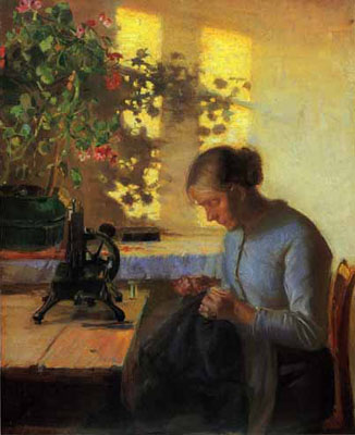 Anna Ancher, Femme du pecheur, cousant