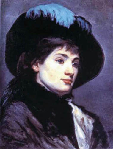 Marie Konstantinovna Bashkirtseff, Jeune femme au chapeau orné d'une plume bleue