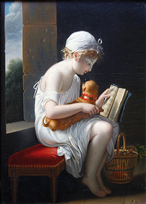 Jeanne-Elisabeth Chaudet, Petite fille voulant aprendre à lire à son chien
