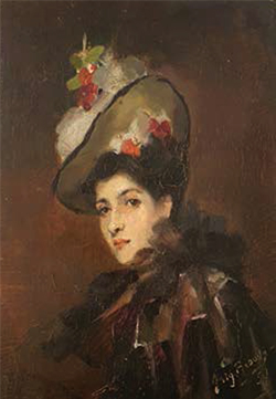 Marguerite Radoux, Portrait d'une élégante au chapeau fleuri